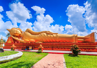 Fototapeta na wymiar Ancient buddha at the temple in Vientiane of Laos