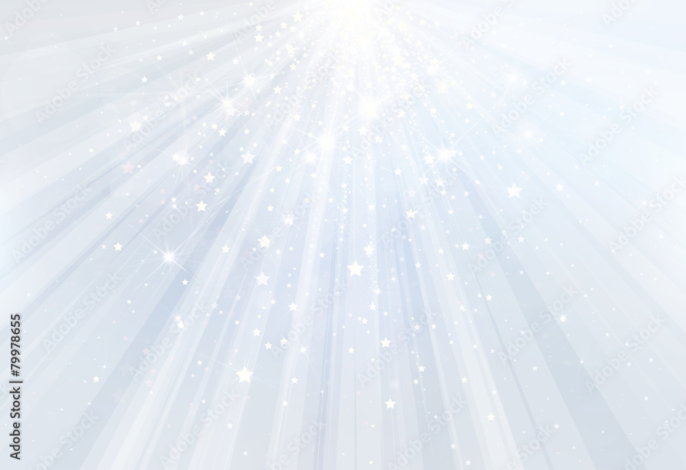 Wall mural vector blue background with rays, stars and lights.