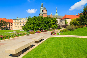Fototapeta na wymiar Beautiful Wawel Royal Castle on sunny summer day, Krakow, Poland