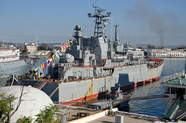 Russian military ship at berth in Sevastopol