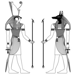 figure of ancient egypt deities - obrazy, fototapety, plakaty