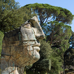 Fototapeta na wymiar Sculpture Tindaro Screpolato by Igor Mitoraj in Boboli Gardens