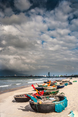 boats on the beach of Da Nang city, Vietnam - 79983281