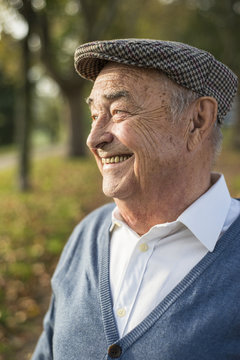 Happy senior man outdoors