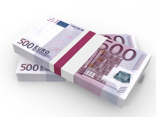Stacks of money. Five hundred euros.