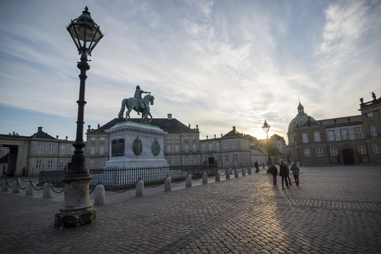 Denmark, Copenhagen, Amalienborg Castle, Equestrian Statue Of Frederick V Of Denmark