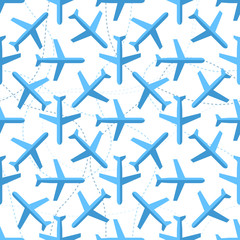 Seamless pattern with flat styled planes