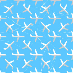 Seamless pattern with flat styled planes
