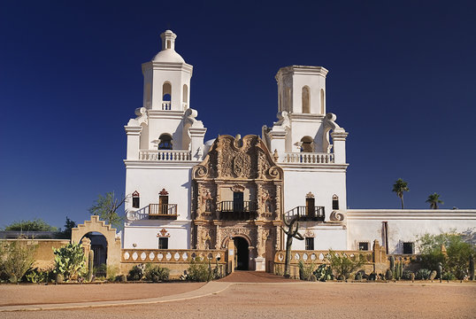 USA, Arizona, Tucson, View of Mission Church San Xavier del Bac