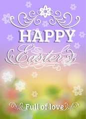 Happy Easter Typographical blur Background vector format eps 10