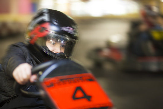 Boy driving kart
