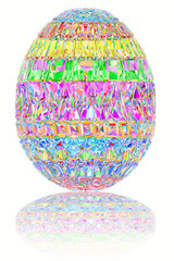 Easter egg composed of colorful gemstones on glossy white