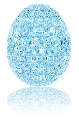 Light blue crystal easter egg on glossy white