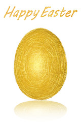 Easter egg of gold stripes on white background