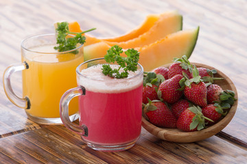 Melon and strawberry juice