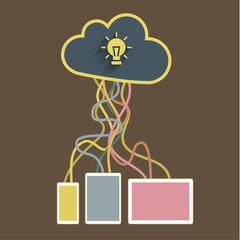 The brain is connected to the mobile devices.