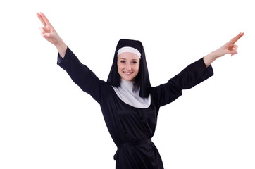 Nun isolated on the white background