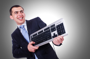 Computer geek nerd in funny concept