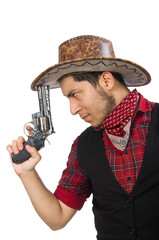 Young cowboy isolated on white