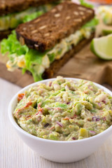 Healthy homemade guacamole, avocado  dip