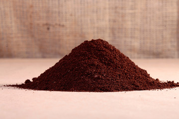 Coffee beans and powder