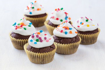 Chocolate cupcakes  with  white icing