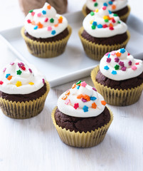 Chocolate cupcakes  with  white icing