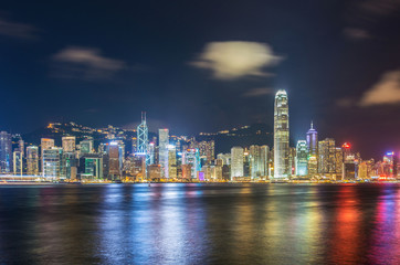 Fototapeta na wymiar Hong Kong - JULY 27, 2014: Hong Kong skyline on July 27 in China