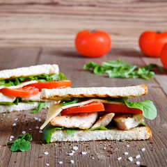 Turkey sandwich with vegetables and herbs