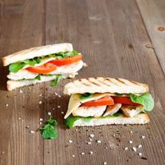 Turkey sandwich with vegetables and herbs