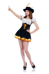 Girl in bavarian costume isolated on white