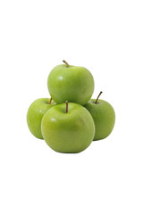 Green apple fruits isolated on white background