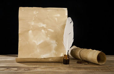 old paper and feather