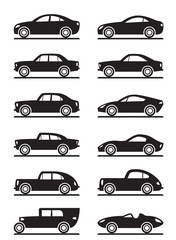 Modern and vintage cars - vector illustration