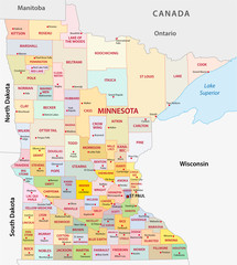 Obraz premium minnesota administrative map