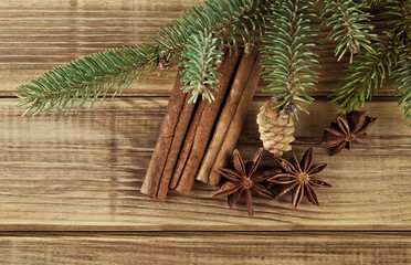 branches of fir-tree and seasoning