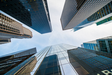Fototapeta na wymiar Tall skyscrapers shot with perspective