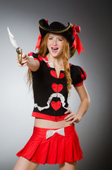 Woman pirate with sharp knife