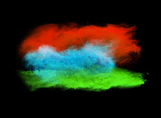 colorfull powder explosion isolated on black