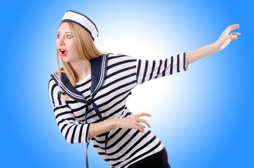 Naklejka premium Woman sailor isolated on the white background