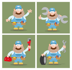 Illustration Of Mechanic Character 7. Collection Set