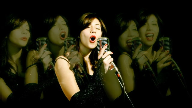 Music woman singer blurry ghosts