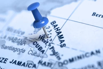 Foto op Plexiglas Location Bahamas. Blue pin on the map. © Zerophoto