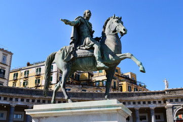 Fototapeta na wymiar Statua Ferdinando I in Piazza del Plebiscito, Napoli