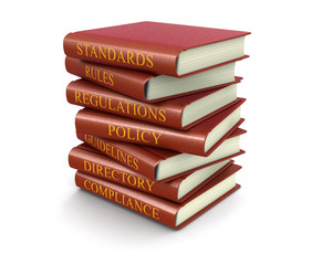 Stack of compliance and rules books (clipping path included) - 80007261