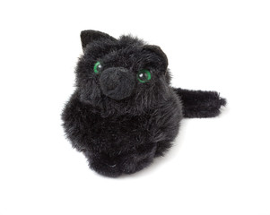 Funny black kitten. Toy isolated on a white background