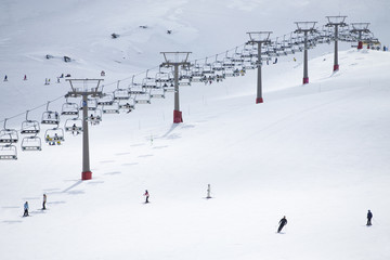 Ski lift on bright winter day