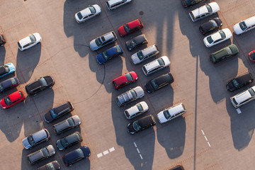 aerial view of car parking