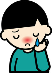 泣くアジア人の男の子