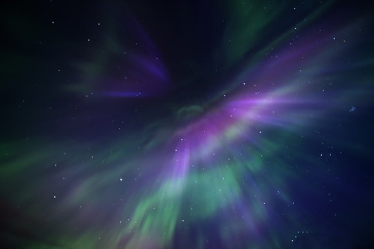 Beautiful and colorful Northern Lights or Aurora Borealis